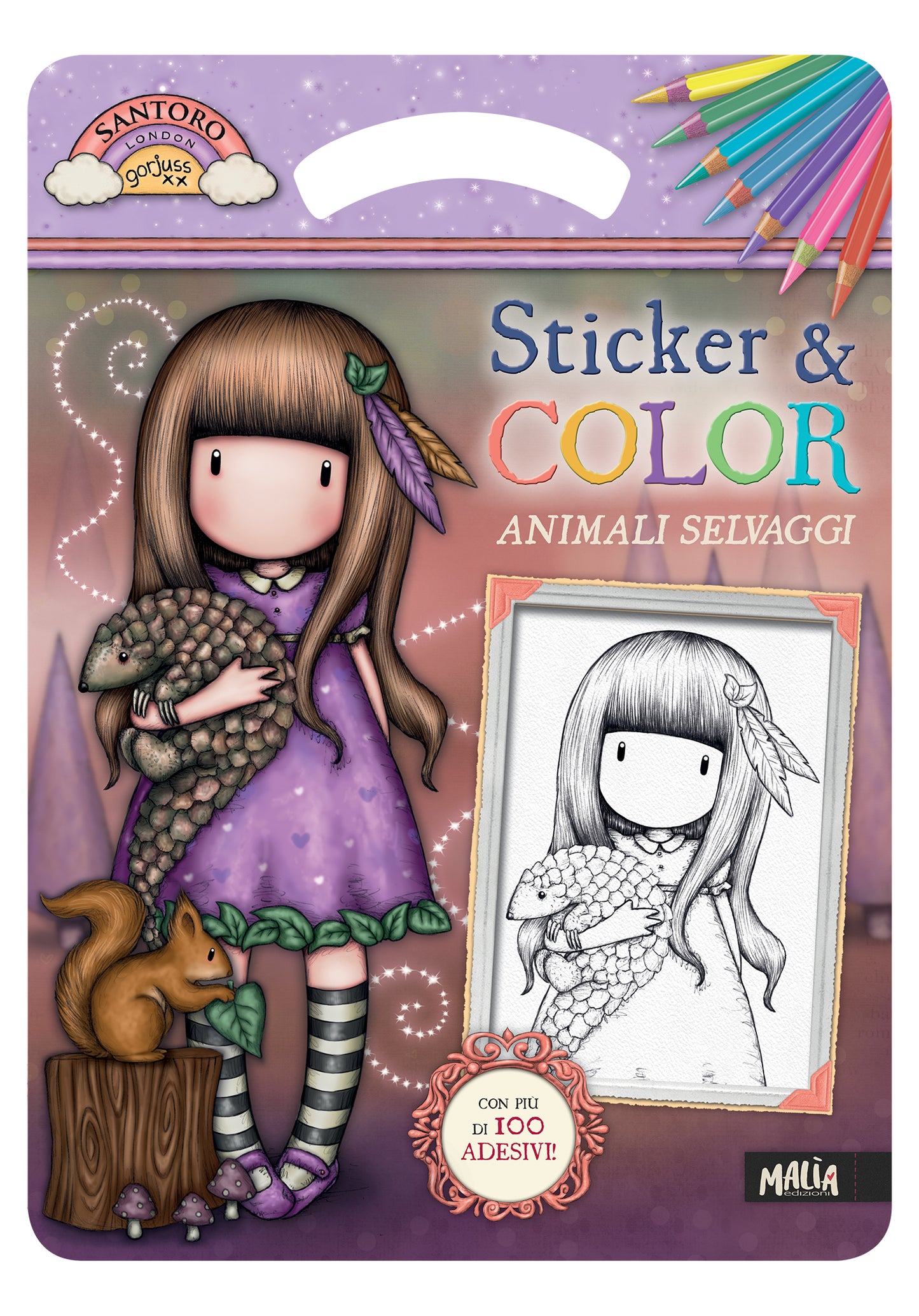 Gorjuss. Sicker & Color. Animali selvaggi + Bandana viola