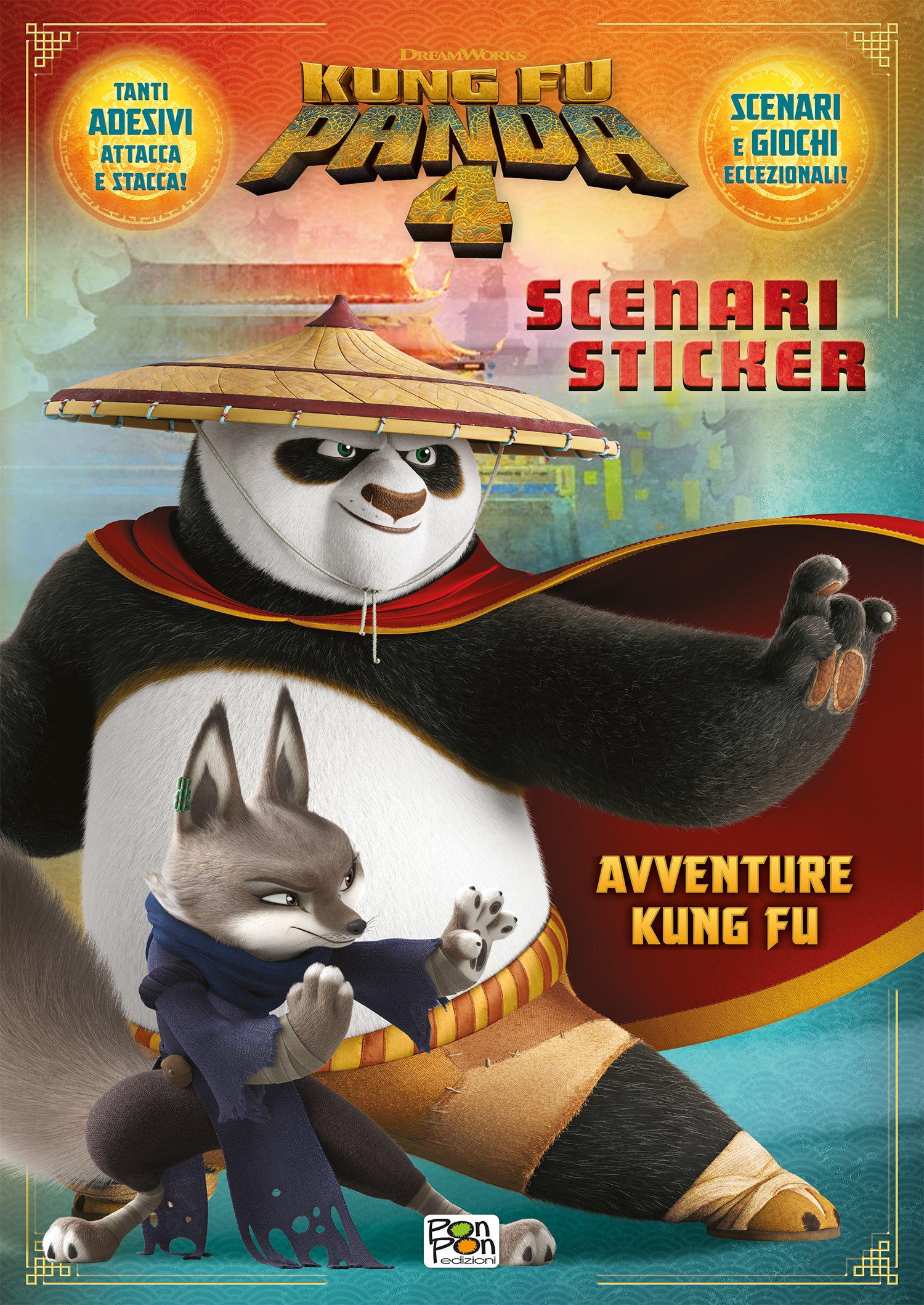 Kung Fu Panda 4. Scenari sticker. Avventure Kung Fu