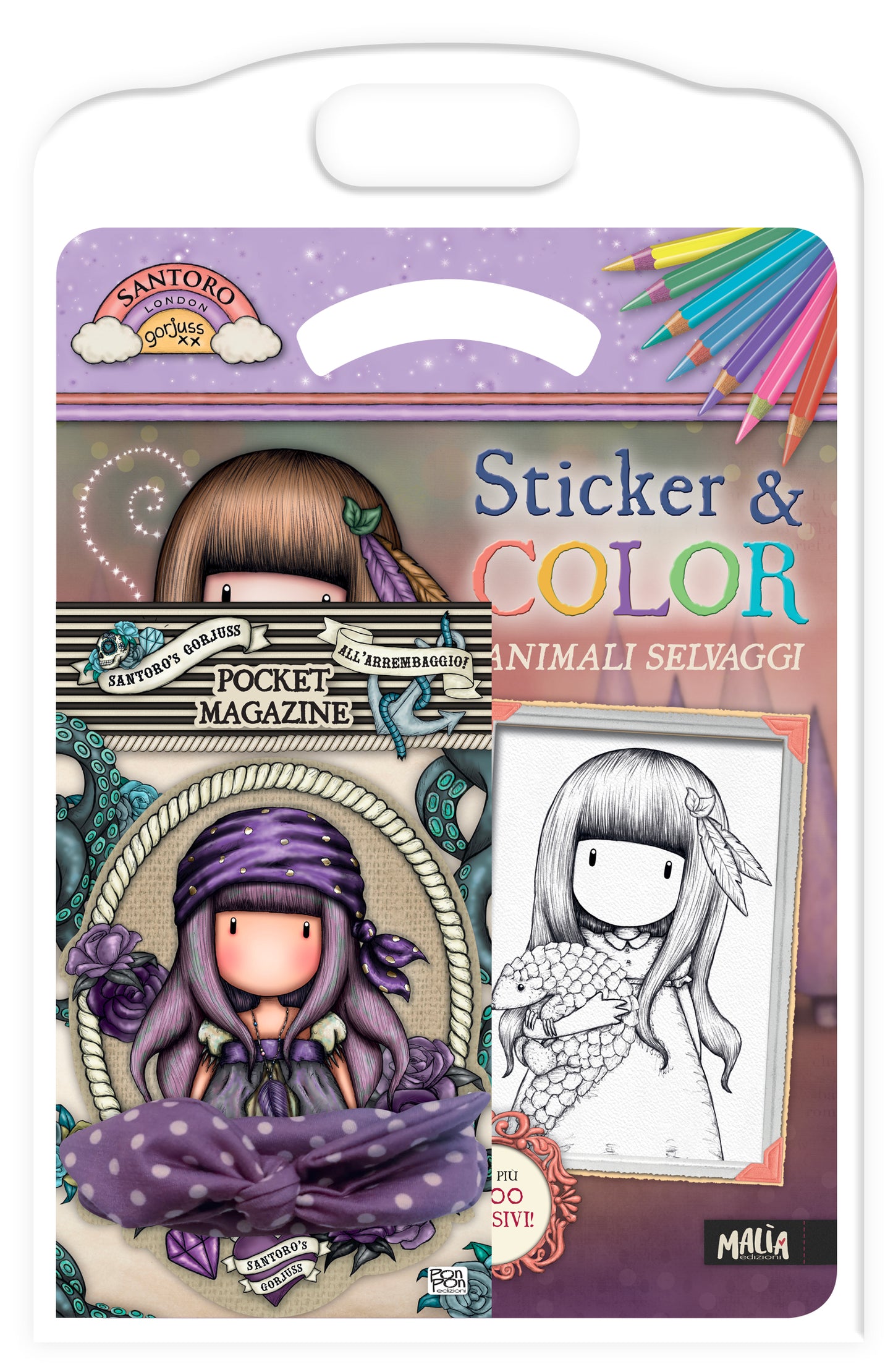 Gorjuss. Sicker & Color. Animali selvaggi + Bandana viola