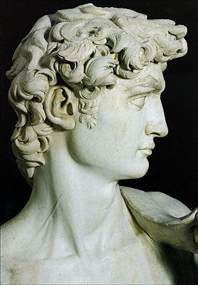 Cartolina. Firenze - Galleria dell'Accademia. David, particolare (1501-1504). dopo il restauro 2004