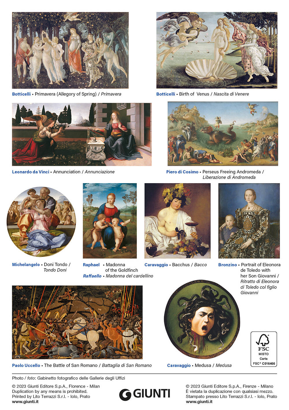 Kit 10 cartoline+foglietto+matite Uffizi