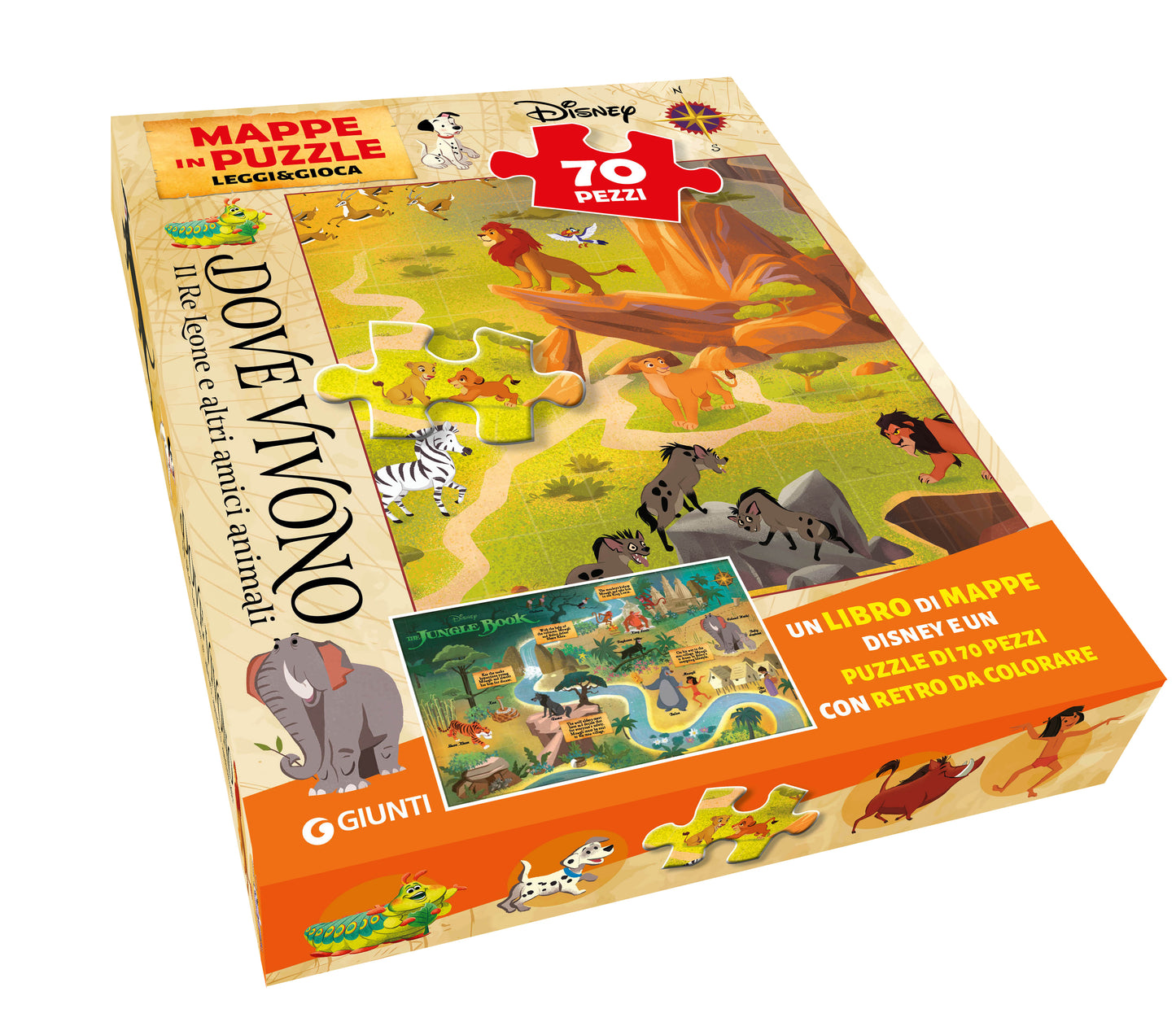 Il Re Leone Mappe in puzzle Leggi&Gioca. Dove vivono Il Re Leone e altri amici animali