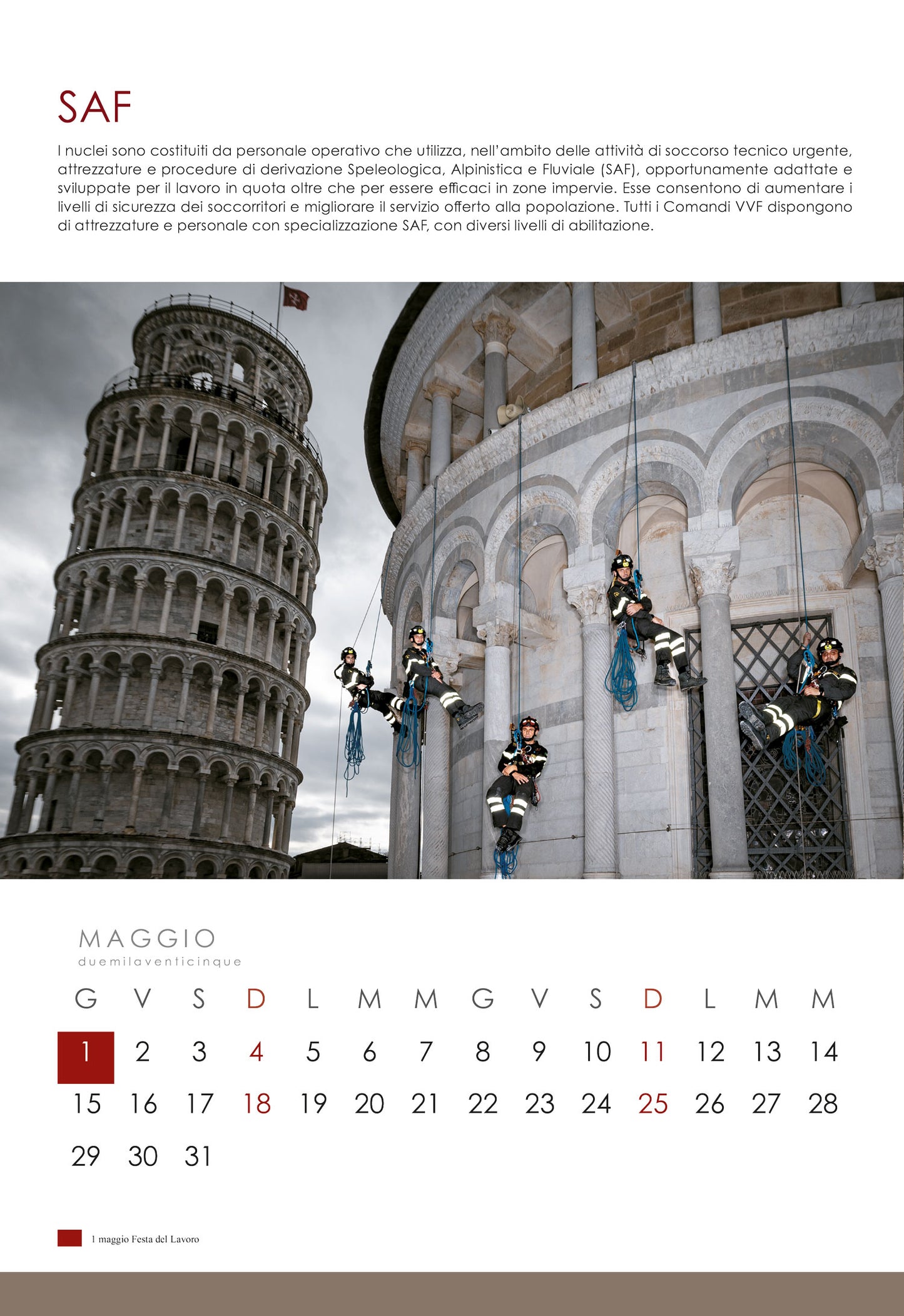 Calendario duemilaventicinque Vigili del Fuoco. Gioco di Squadra