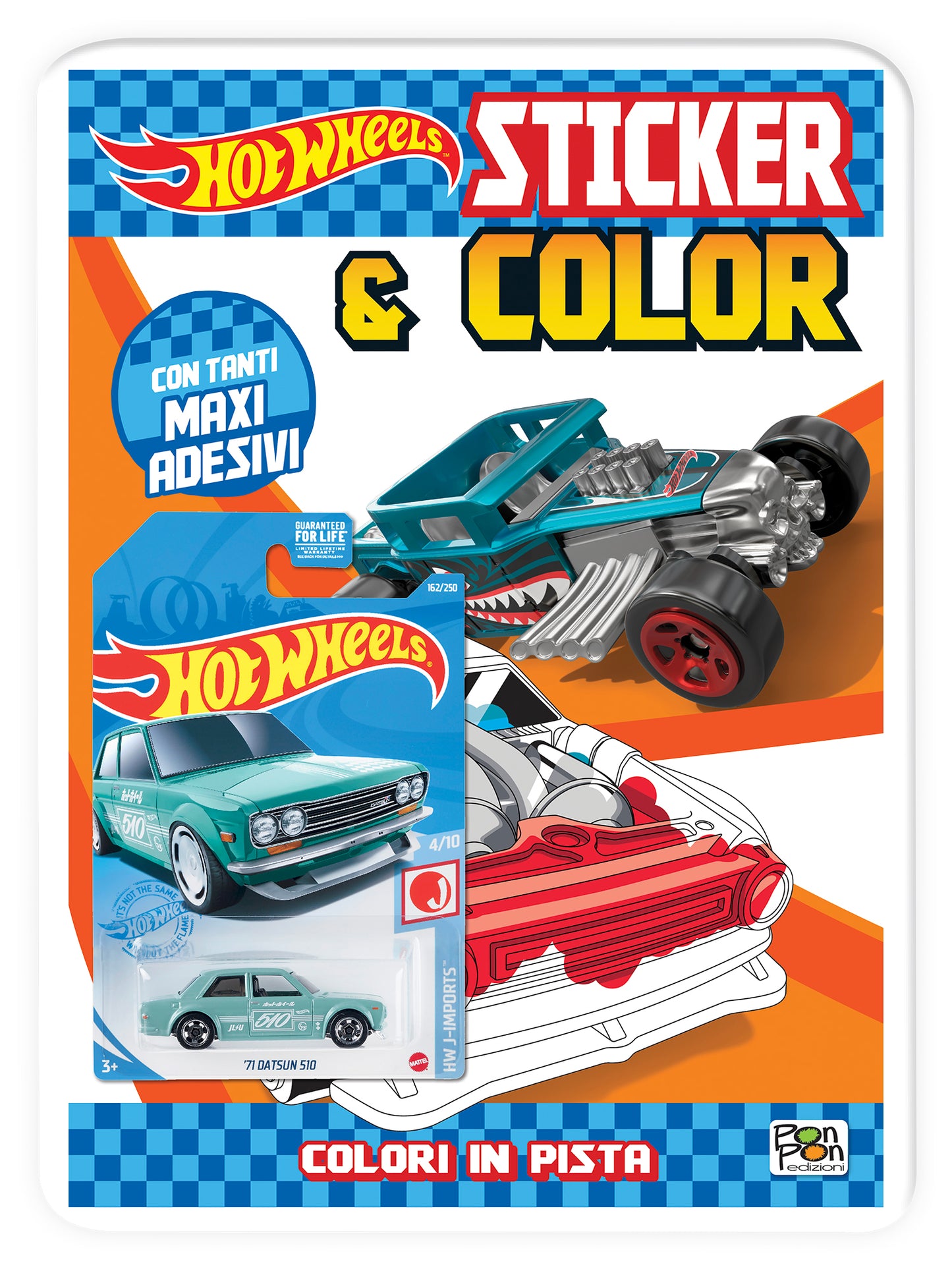 Hot Wheels. Activity con gadget. Colori in pista + Macchinina