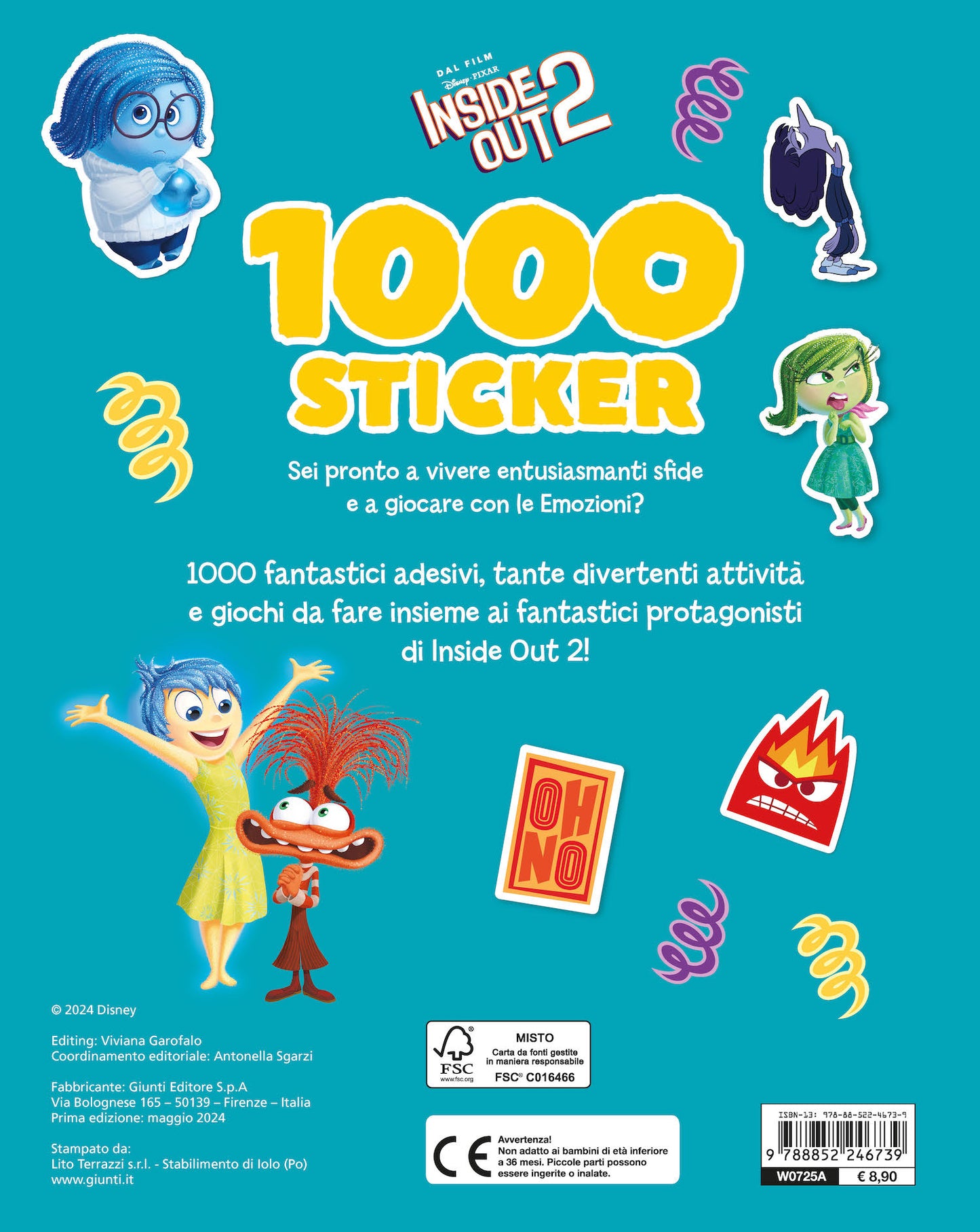 1000 Sticker Inside Out 2. Tanti giochi e attività