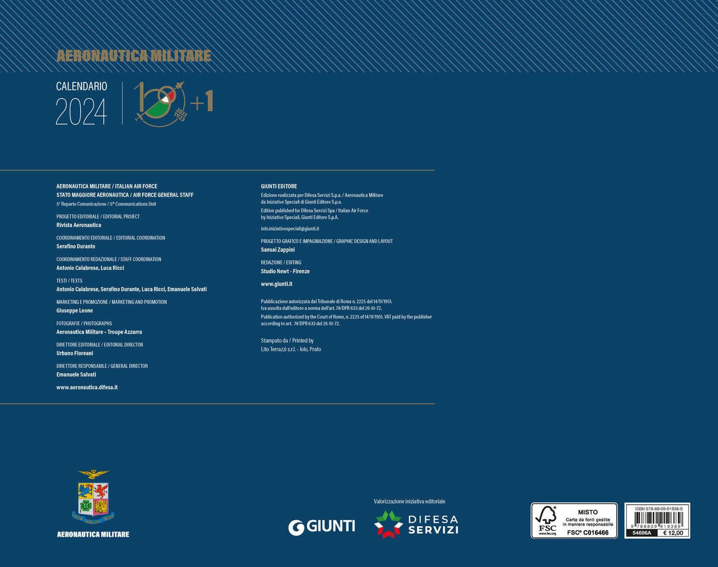 Calendario Aeronautica Militare 2024 (da parete)