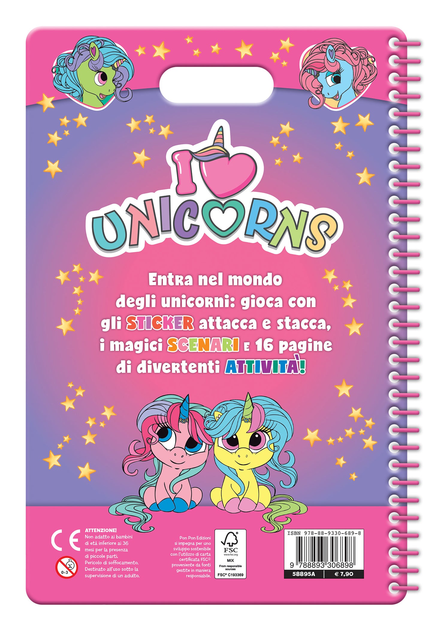 I Love Unicorns. Puffy sticker. Magie tra le nuvole