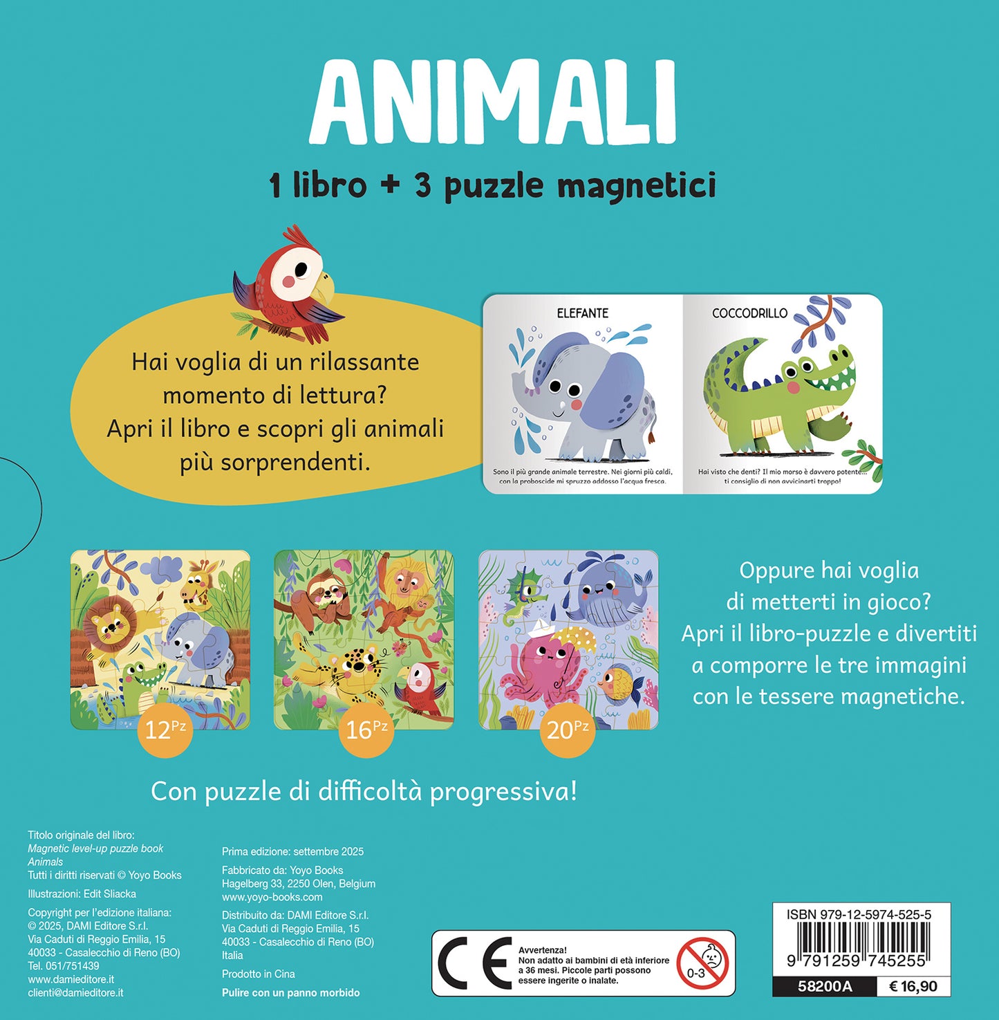 Animali. 1 libro + 3 puzzle magnetici
