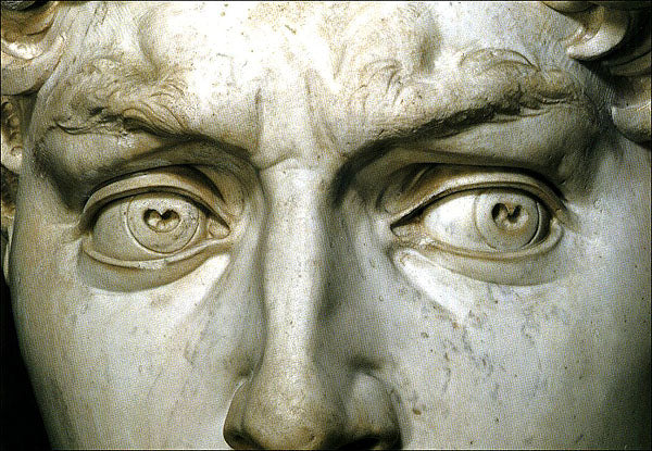 Cartolina. Firenze - Galleria dell'Accademia. David, particolare (1501-1504). dopo il restauro 2004