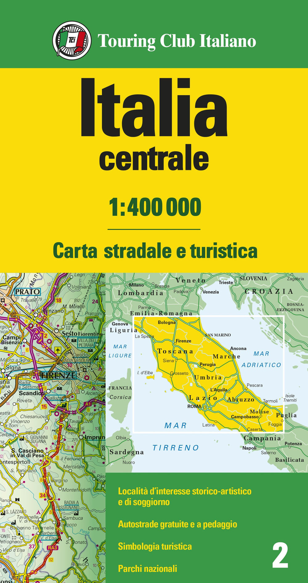 Italia centrale 1:400.000. Carta stradale e turistica.