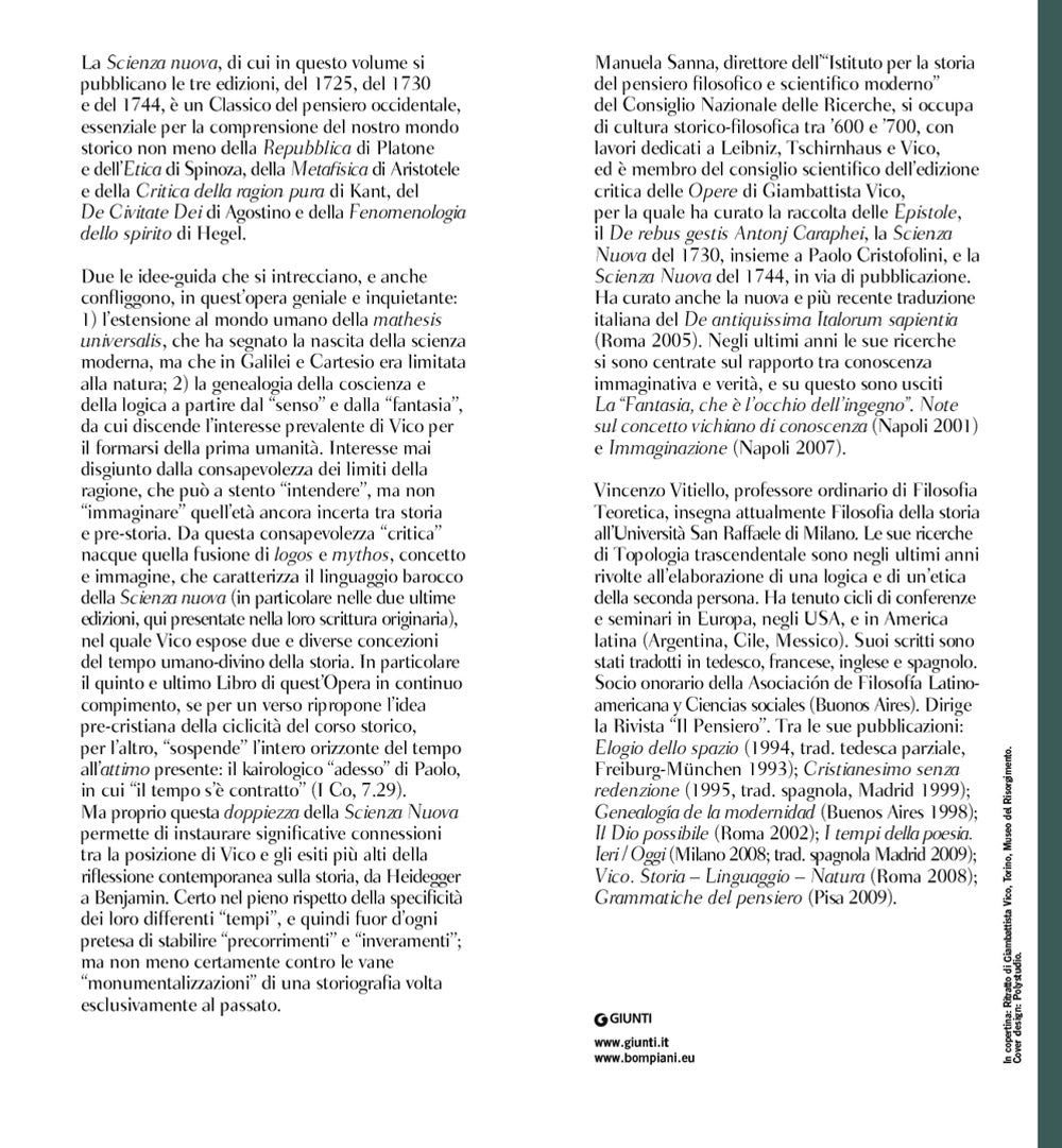 La Scienza nuova. Le tre edizioni del 1725, 1730 e 1744