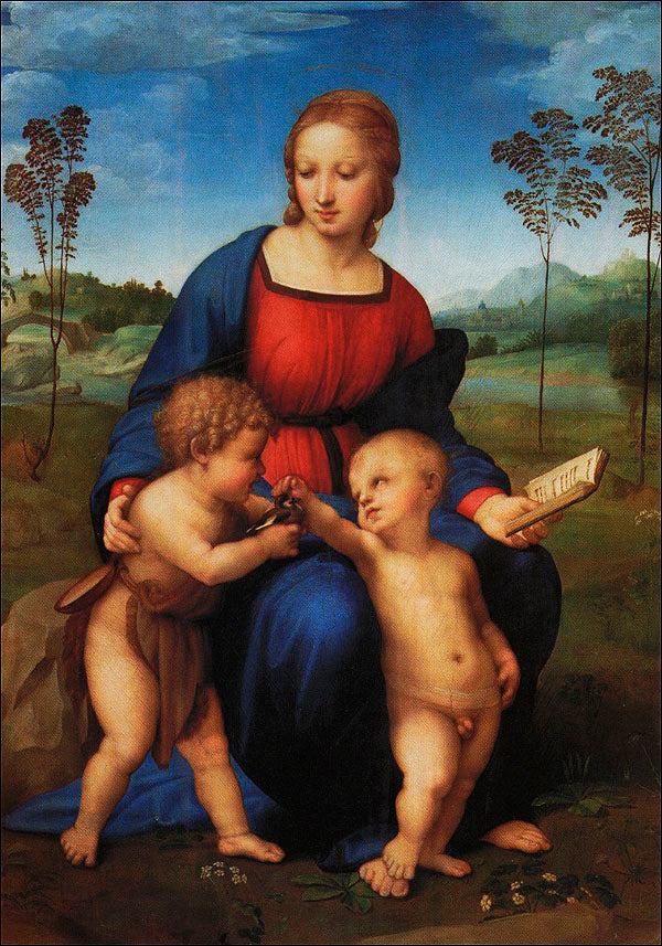 Cartolina. Firenze - Galleria degli Uffizi. Madonna del cardellino (1505-1506 circa). dopo il restauro 2008