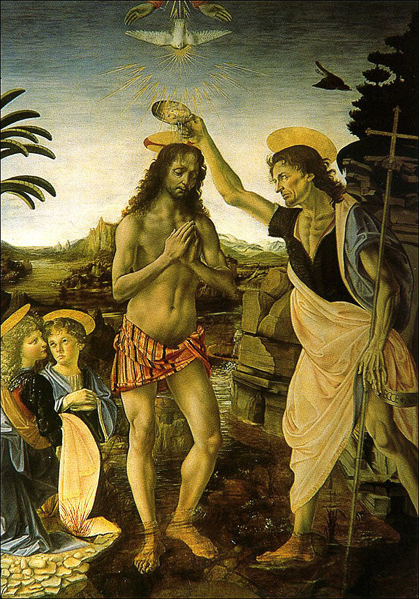 Cartolina. Firenze - Galleria degli Uffizi. Battesimo di Cristo (1475-1478)