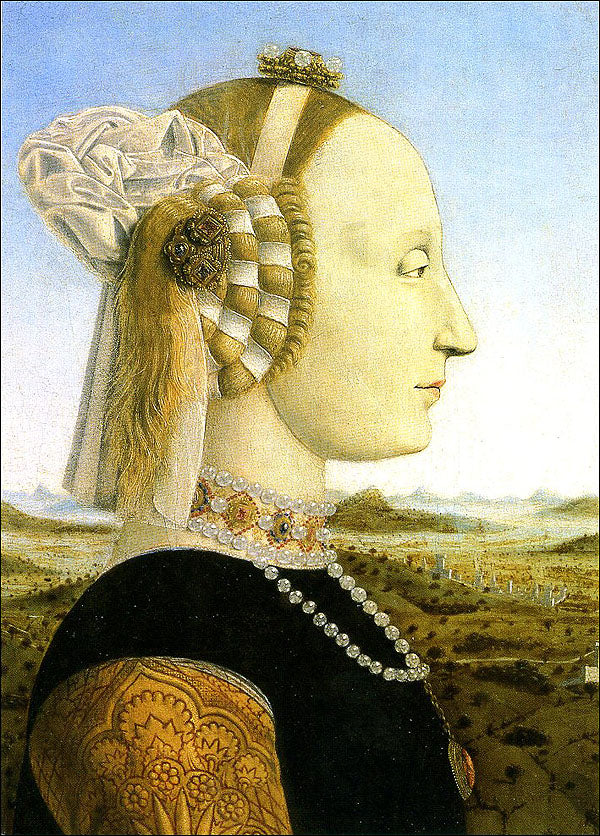 Cartolina. Firenze - Galleria degli Uffizi. Battista Sforza, Duchessa di Urbino (1467-1470 circa)