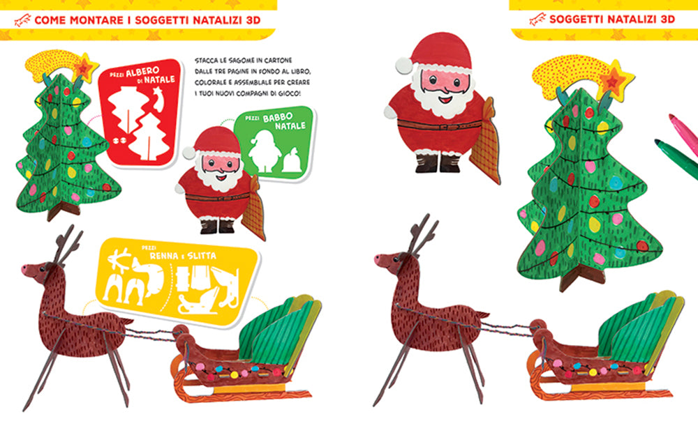 Colorare in 3D - Natale. Tante pagine da colorare tanti soggetti da costruire