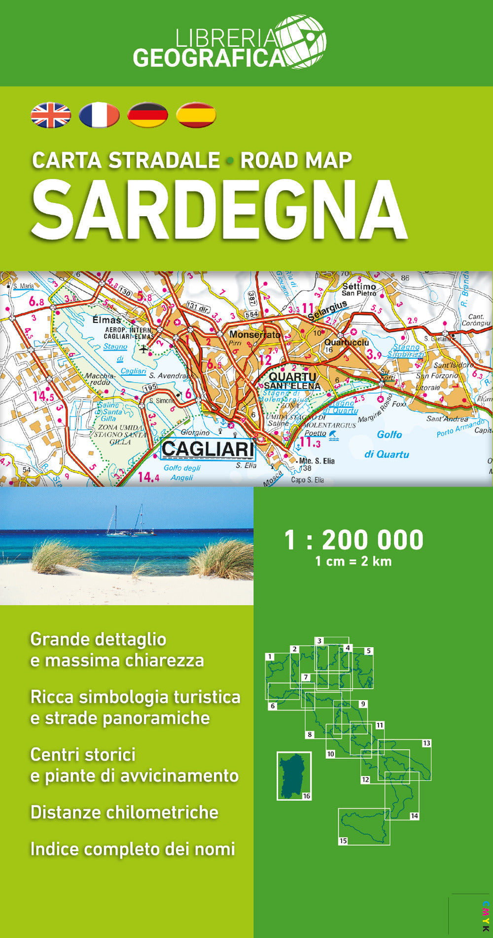 Sardegna. Carta stradale 1:200.000. Ediz. multilingue.