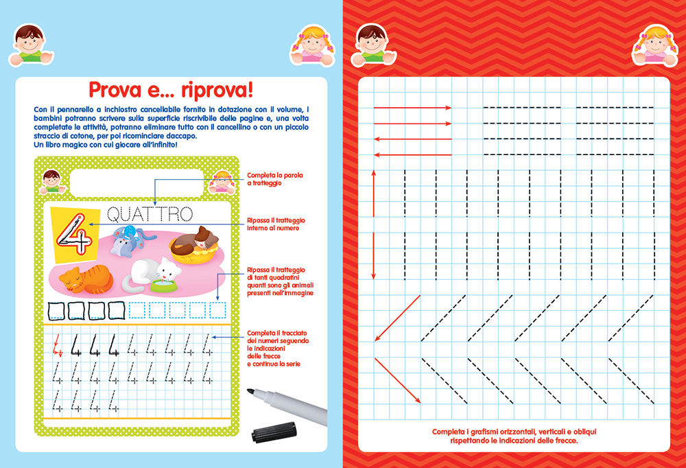 Imparo i numeri con il libro lavagna - 5/6 anni. Scrivo, cancello, riscrivo - Con pennarello con inchiostro a base d'acqua