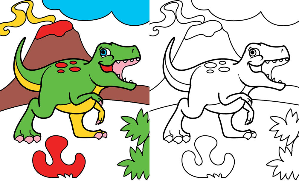 Colora i Dinosauri + pennarelli. Tanti simpatici dinosauri tutti da colorare!