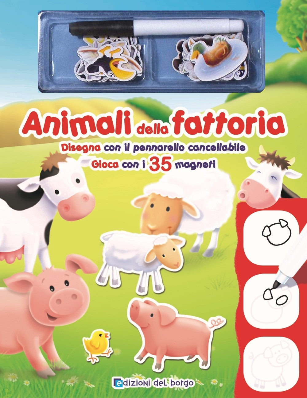 Animali della fattoria. Disegna con il pennarello cancellabile - Gioca con i 35 magneti