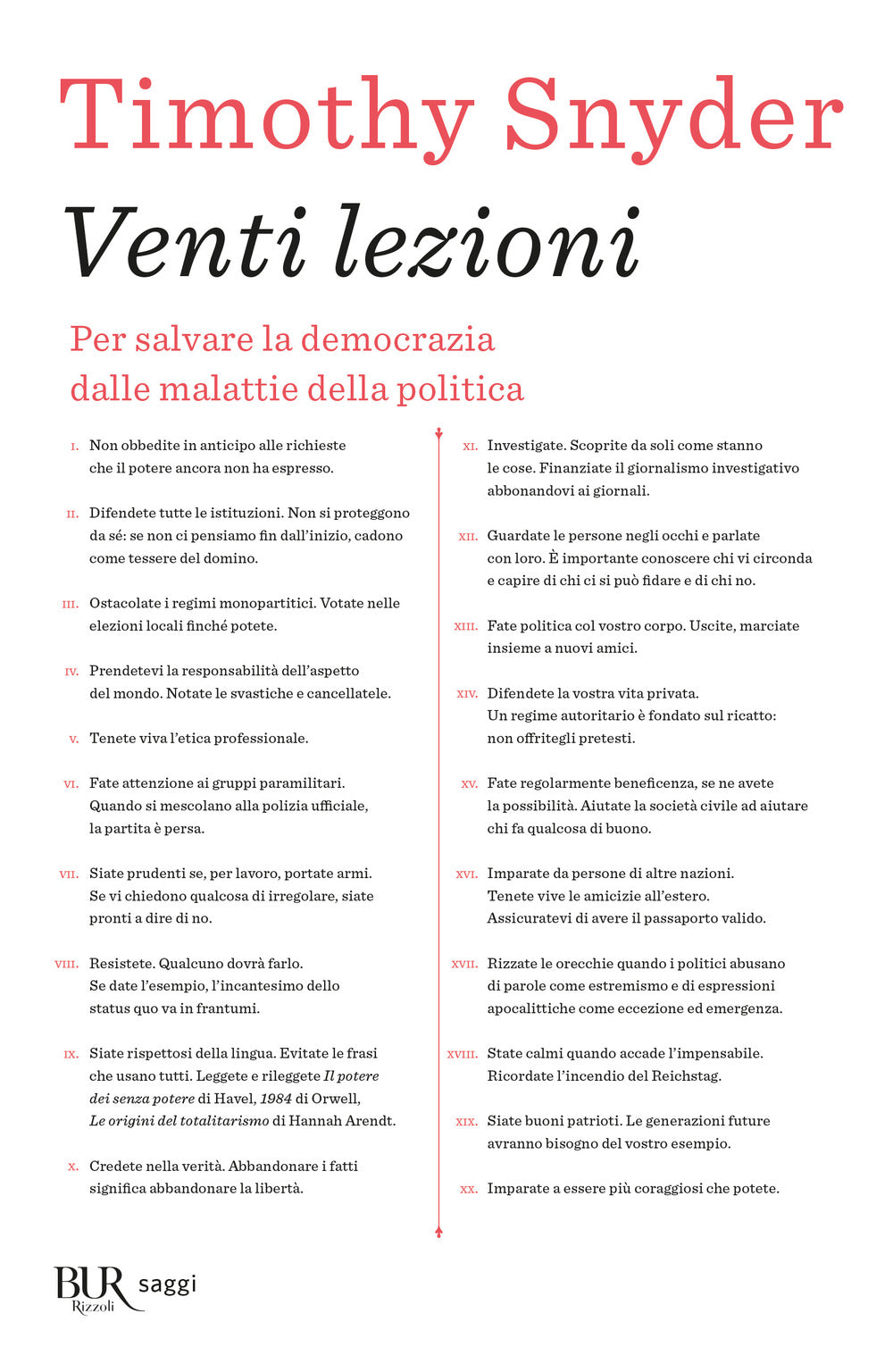 Venti lezioni. Per salvare la democrazia dalle malattie della politica