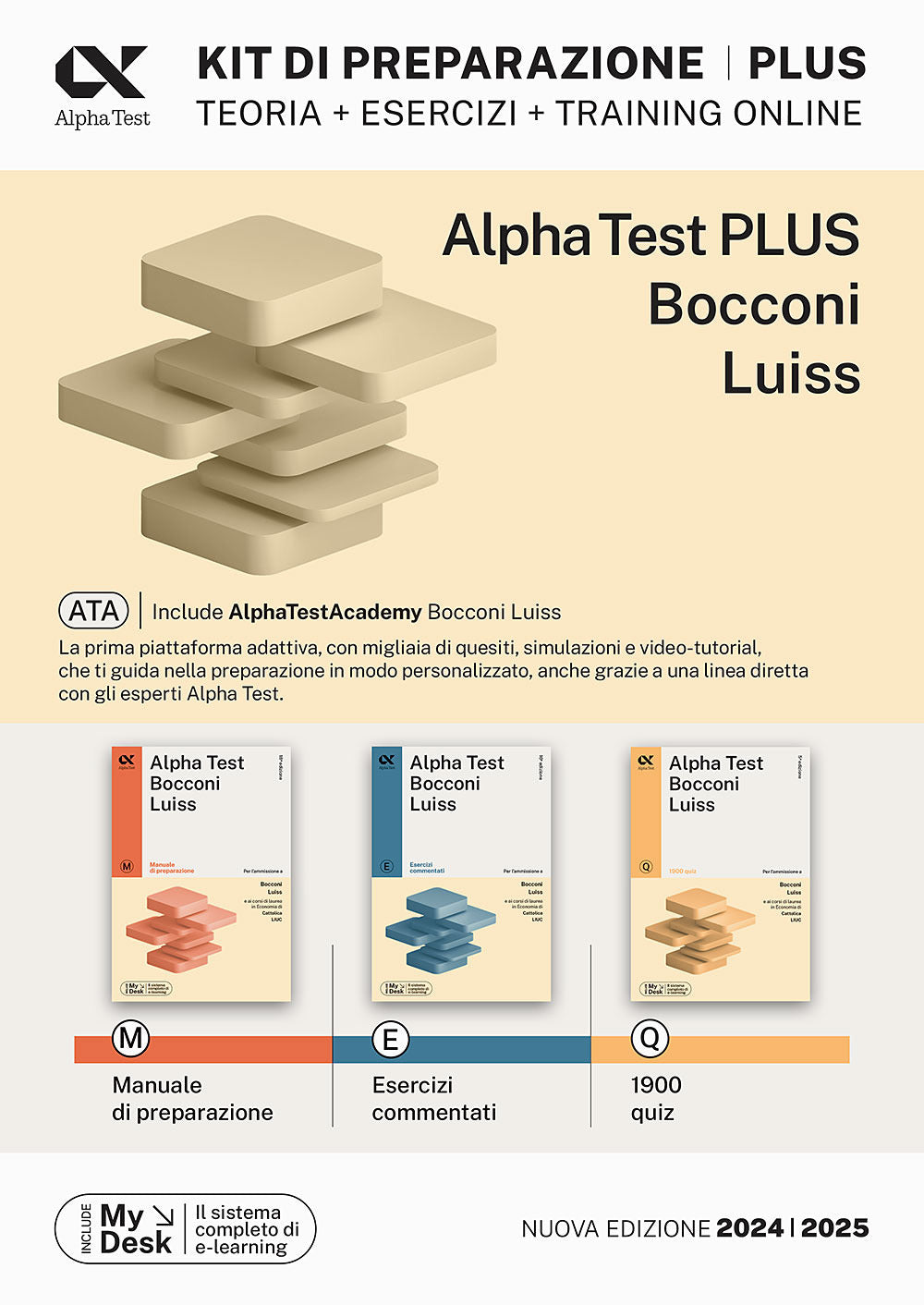 Alpha Test plus Bocconi e Luiss. Kit completo di preparazione con training on line. Con AlphaTestAcademy. Con MyDesk
