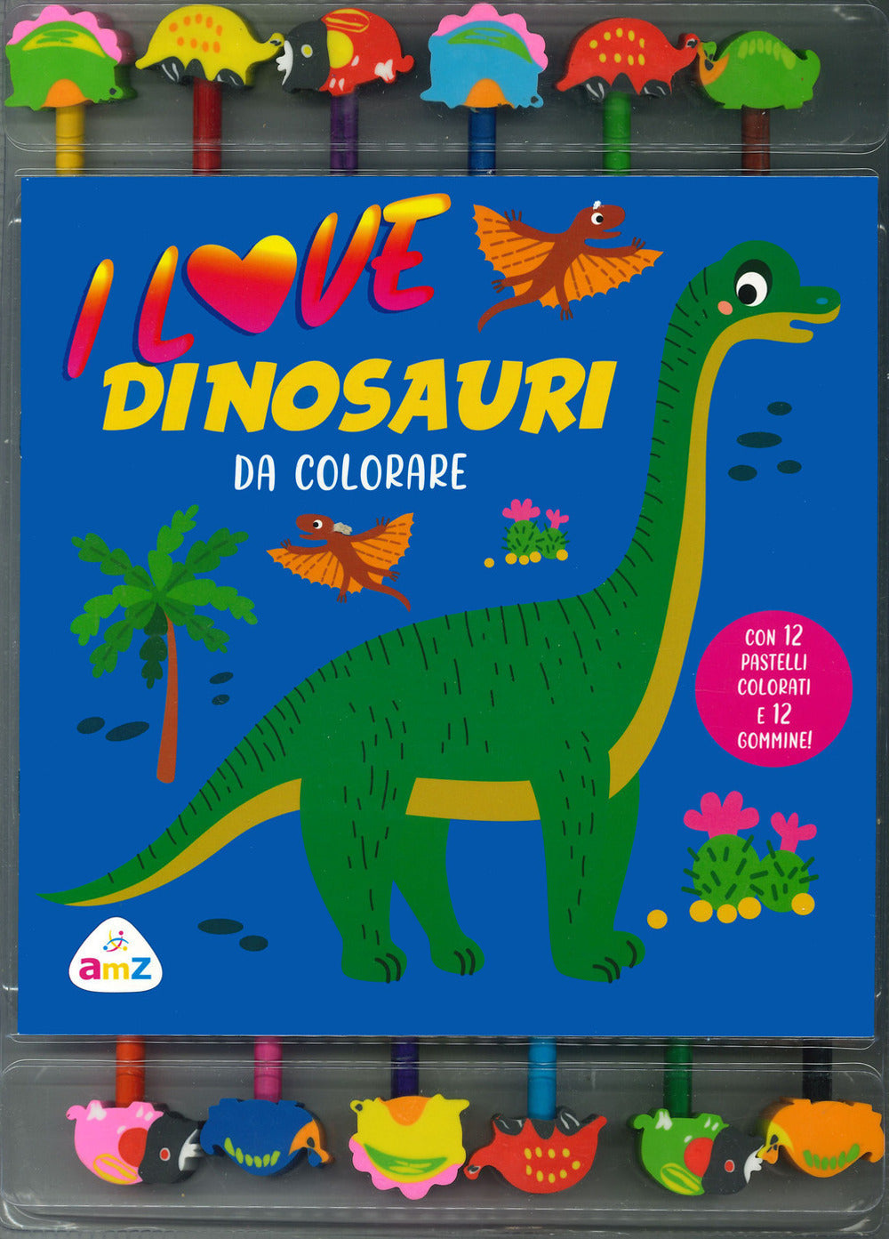 I love dinosauri da colorare. Ediz. illustrata. Con 12 pastelli colorati e gommine
