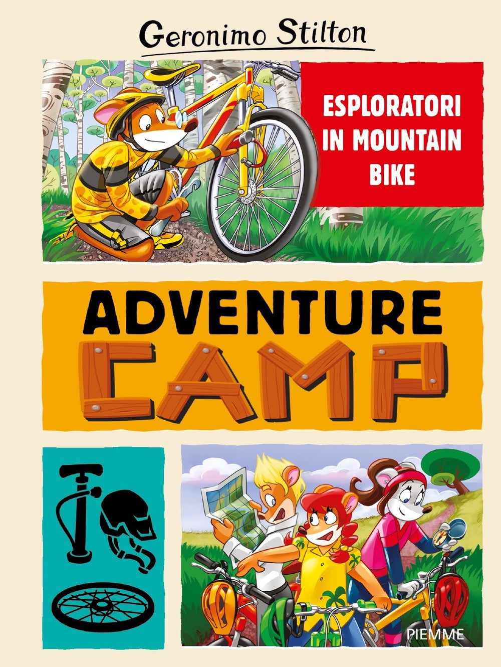 Esploratori in mountain bike. Adventure camp.