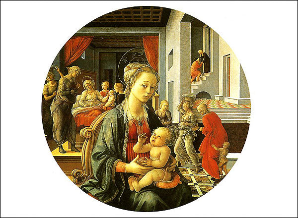 Cartolina. Firenze - Palazzo Pitti: Galleria Palatina. Madonna col Bambino. con scene della vita della Vergine