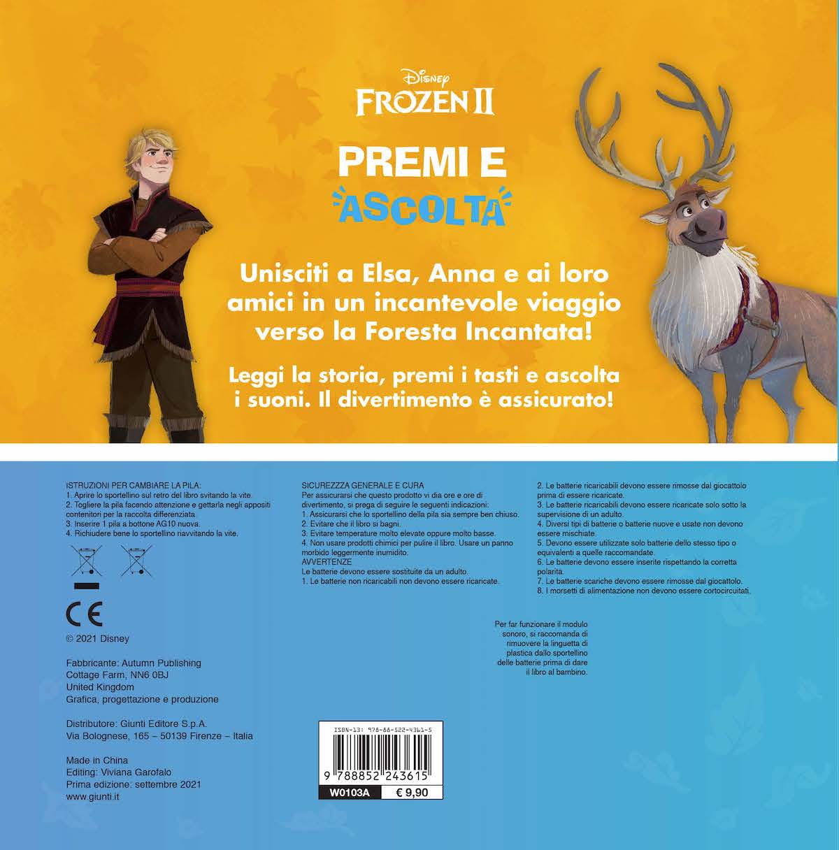 Disney Frozen 2 Premi e ascolta - Una storia da leggere con 4 suoni!. Premi il tasto e ascolta! Con 4 suoni diversi!