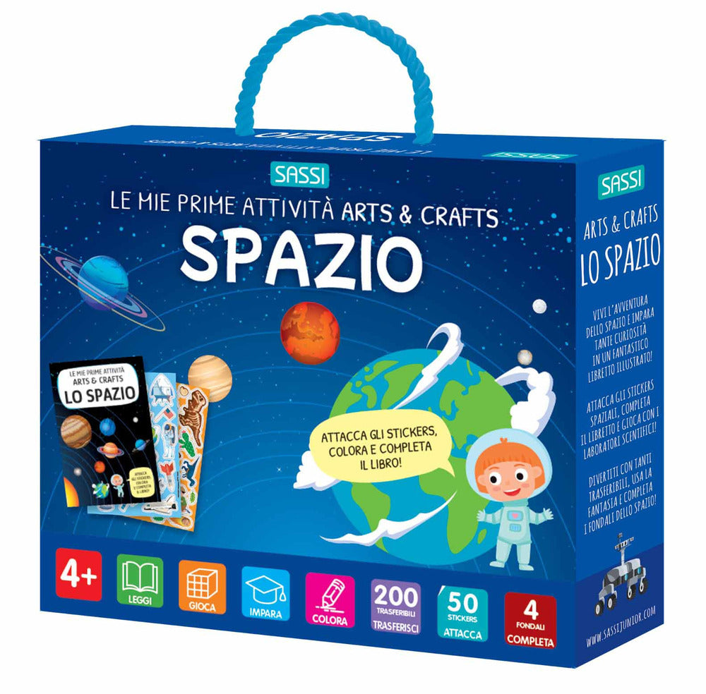 Lo spazio. Le mie prime attività arts & crafts. Ediz. a colori. Con 4 fondali. Con 200 trasferibili. Con 50 Adesivi