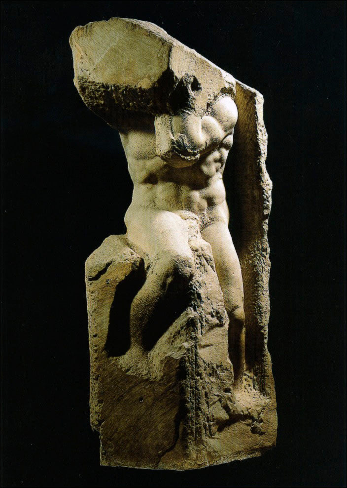 Cartolina. Firenze - Galleria dell'Accademia. Prigioni. Atlante (1530 circa)